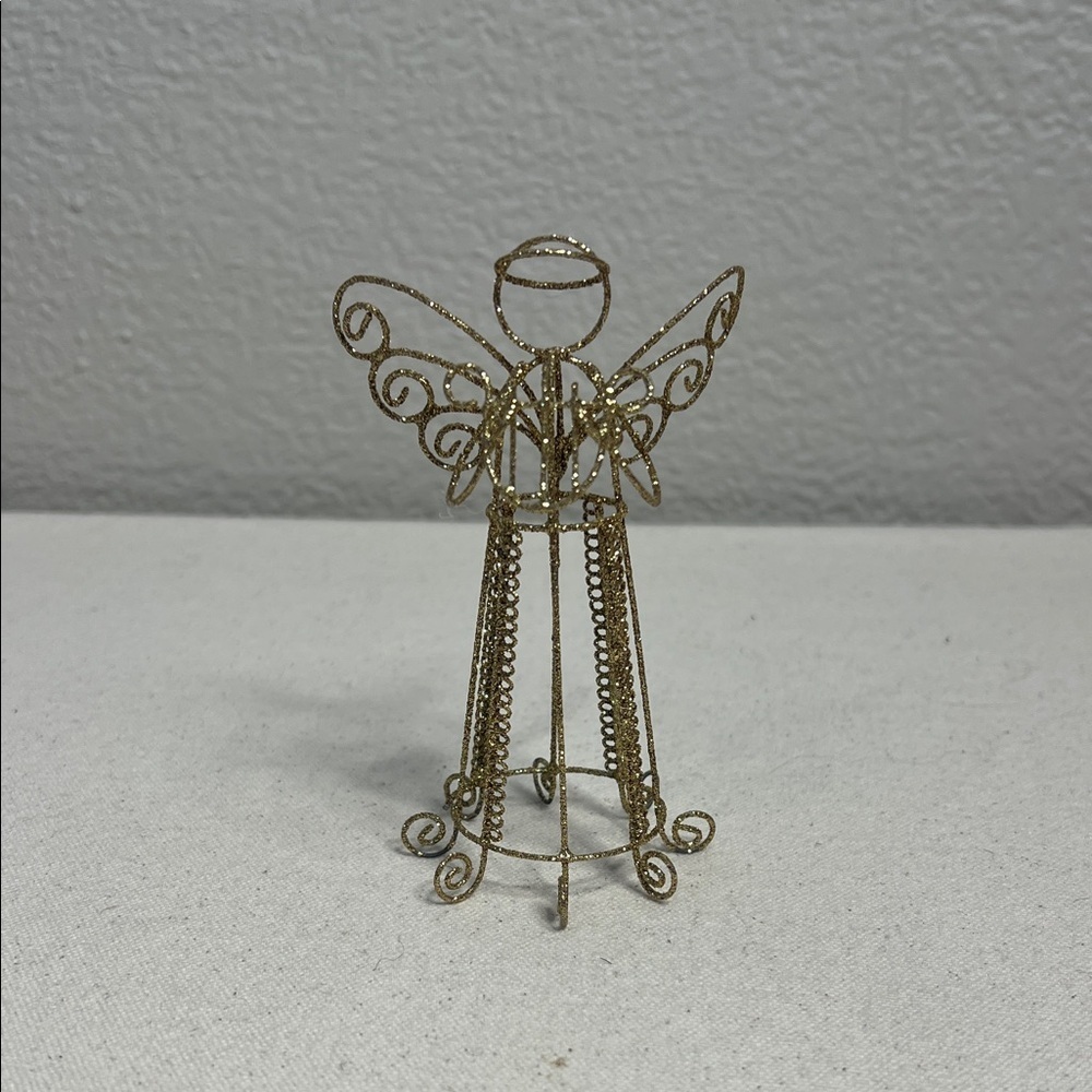 Vintage Gold Wire Angel Figurine • Handmade Metal Art • Holiday Décor